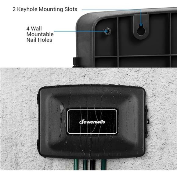 Outdoor Electrical Box, Waterproof Power Cord Protector, Black - Picture 6 of 7